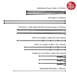 ASUS ROG THOR 1600T TITANIUM III Modüler 80+ 1600W GÜÇ KAYNAĞI Pcıe 5.1 Atx 3.1 Güç Kaynağı 10 Yıl Garanti