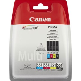 Canon CLI-551C/M/Y/BK Mavi Kırmızı Sarı Siyah Kartuş Multi Pack 6509B009 IP7250 MG5450 MG6350