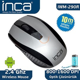 INCA IWM-290R Siyah-Gümüş Nano Usb Kablosuz Optik Mouse