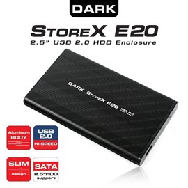 Dark Storex DK-AC-DSE20 SATA 2.5" USB 2.0 Alüminyum Taşınabilir Disk Kutusu (Kılıf Hediye)
