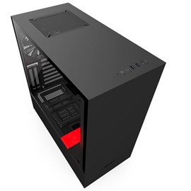 NZXT CA-H500W-BR H500i Mat Siyah-Kırmızı Temperli Cam RGB Akıllı ATX PSUsuz Kasa