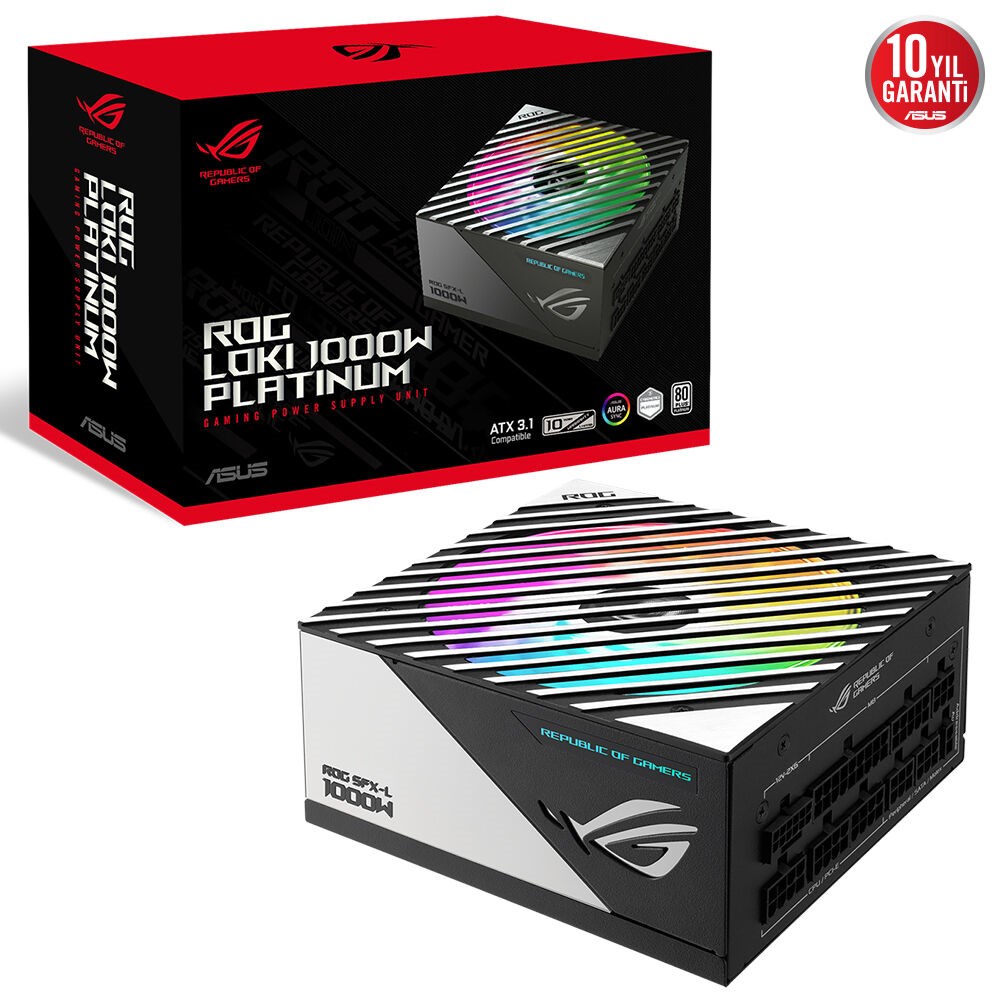 ASUS ROG LOKI SFX-L 1000P MODÜLER ATX 3.1 UYUMLU 120MM PWM ARGB FAN PCIe 5.0 10 YIL GARANTI