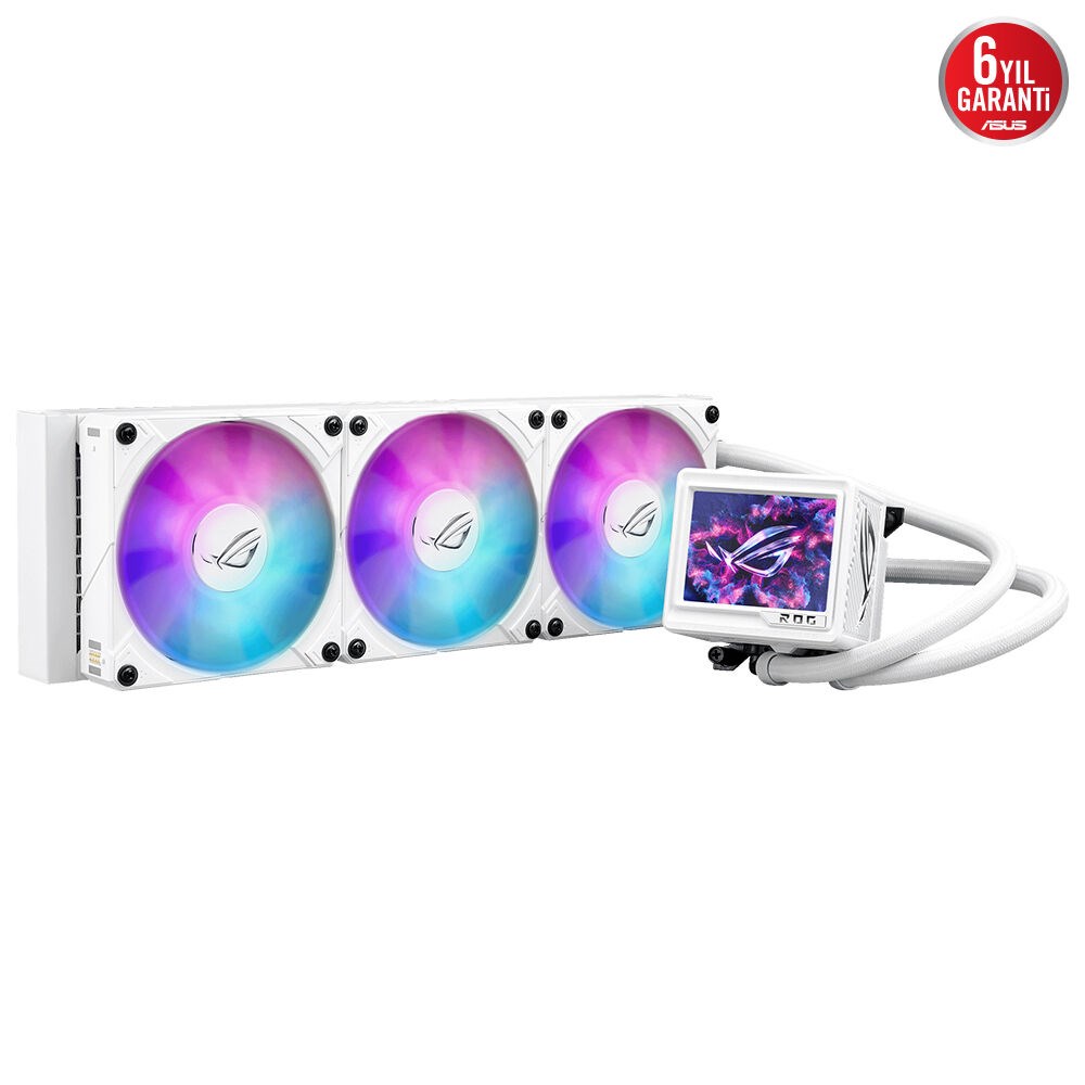 ASUS ROG RYUJIN III 360 ARGB EXTREME SIVI SOĞUTUCU, ARGB FANLAR, 3.5 LCD DONANIM TAKİBİ VE ÖZEL GIFLER - BEYAZ 6 YIL GARANTİ