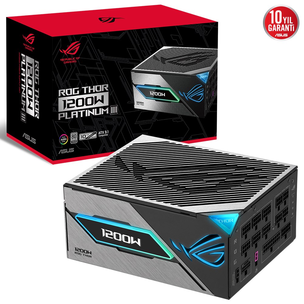 ASUS ROG THOR 1200W PLATINUM III 80 PLUS ATX 3.1 MANYETİK OLED EKRAN, 10 YIL GARANTİ