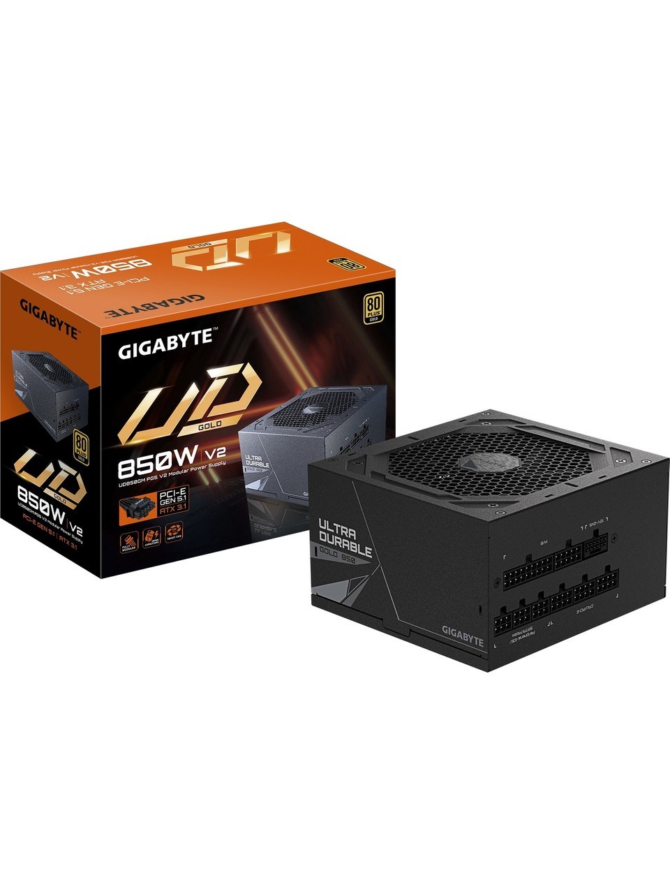 Gigabyte UD850GM Pg5 V2 850W 80+ Gold Pcıe 5.1 - Atx 3.1 Full Modüler Siyah Power Supply