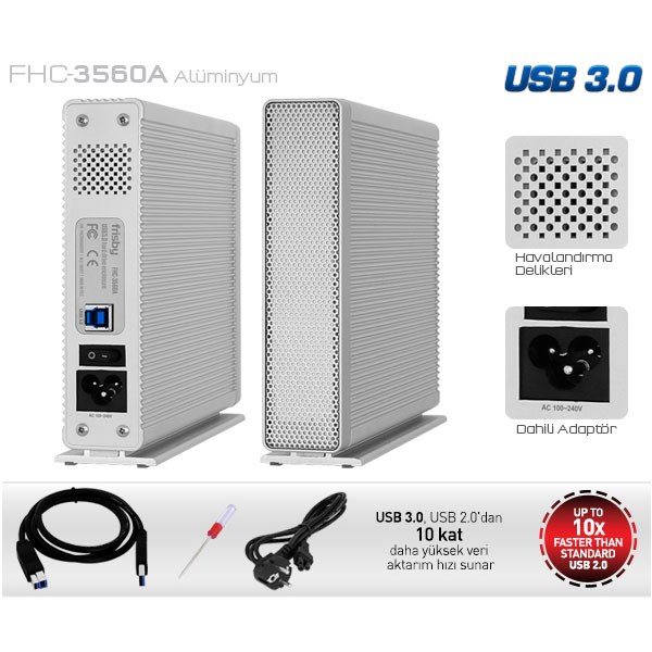 Frisby FHC-3560A 3.5 Sata HDD Usb 3.0 Alüminyum Harici Kutu