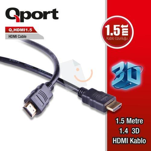 QPort Q-HDMI1.5 HDMI 1.4 3D Altın Uçlu HDMI Kablo 1,5 mt