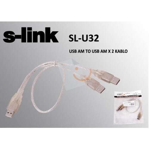S-Link SL-U32 Usb2.0 AM to 2AM Data Hdd Kablosu