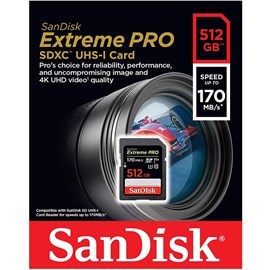 SanDisk SDSDXXY-512G-GN4IN Extreme Pro 512GB SDXC UHS-I U3 V30 Bellek Kartı 170/90Mb