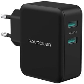 RAVPower RP-PC006 30W İki Port QC3.0 Hızlı Şarj Cihazı Siyah