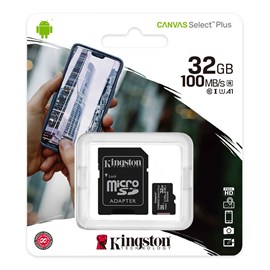 Kingston Canvas Plus 32GB SDCS2/32GB Class 10 100MB/s Okuma Hızlı MicroSD Hafıza Kartı