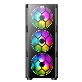 PowerBoost VK-D502T 650w 80+ USB 3.0 ATX Tempered Glass Single Ring Rainbow fan siyah Kasa