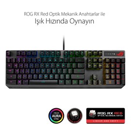 ASUS ROG STRIX SCOPE RX AURA SYNC RGB MEKANİK OYUNCU KLAVYE TÜRKÇE TUŞ DİZİLİMİ ROG RX BLUE SWITCH GENİŞ CTRL TUŞU