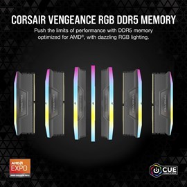 CORSAIR CMH32GX5M2B6400Z32 VENGEANCE RGB DDR5 32GB (2 x 16GB) DDR5 6400 CL32-40-40-84 1.40V Intel XMP & AMD EXPO - GREY