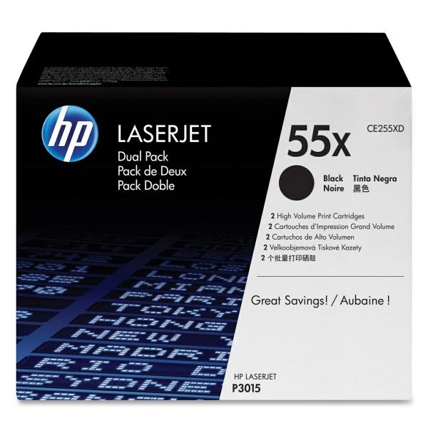 HP LaserJet CE255XD 55X İkili Paket Siyah Toner P3015 CE255