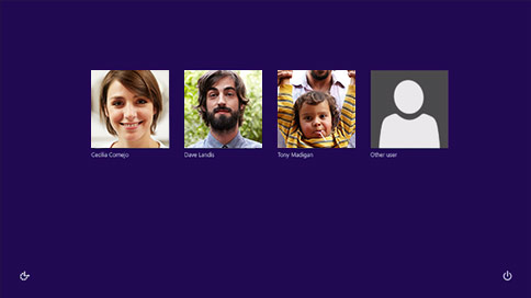 Birden çok kişinin hesap resimlerini gösteren bir Microsoft hesabı ekranı