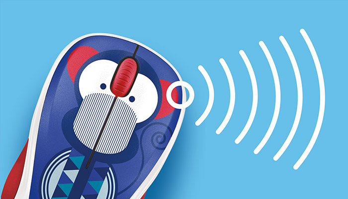 Monkey mouse with wireless signals
